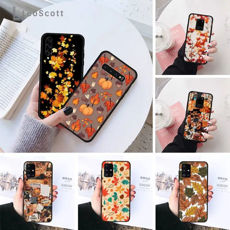 Чехол для телефона с листьями тыквы на Хэллоуин Samsung Galaxy S5 S6 S7 S8 S9 S10 S10e S20 edge plus lite |