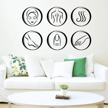 Billige Schönheit Spa Salon Massage Wand Aufkleber Entspannen Körper Wand Aufkleber Kunst Wandmalereien Zimmer Vinyl Dekoration Wasserdichte Tapete
