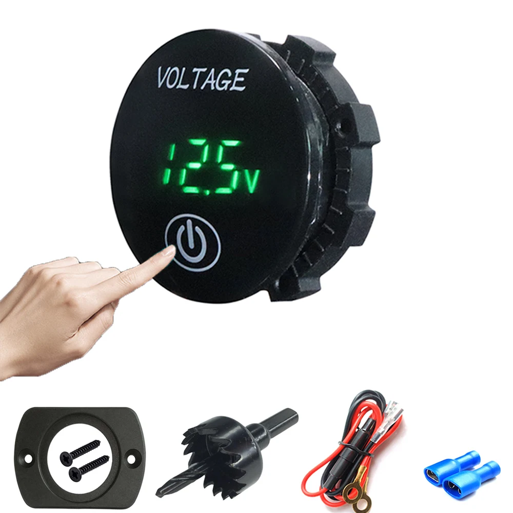 DC 12 V-24 V DIY автомобиля светодиодный цифровой вольтметр Наборы мотоцикла ATV Лодка Напряжение метр Мощность Панель Вольтметр для контроля уровня сахара в крови с сенсорным выключателем - Цвет: Green