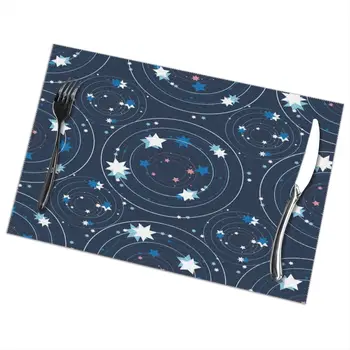 

Tableware Pad Placemats 6 PcsTable Mat Non-Slip Little Stars And Rounds Confetti Placemats for Dining Table