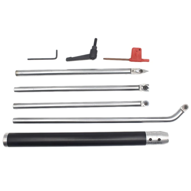 

Wood Turning Tool Set Carbide Tipped Lathe Finisher/Rougher/Detailer/Hollower Tool Set(4pcs Bar+1pcs Handle)With Round/Square/
