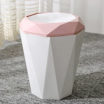 

Home Office Trash Bin Press Open Cover Dustbin Unique Round Plastic Waste Bin Large Capacity Garbage Can Kitchen Storage Tank