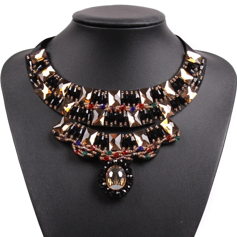 New Spring Model Design Fashion Chunky Statement Pendant Necklaces Choker Collar Women Black Rope Popular Party Jewelry | Украшения и