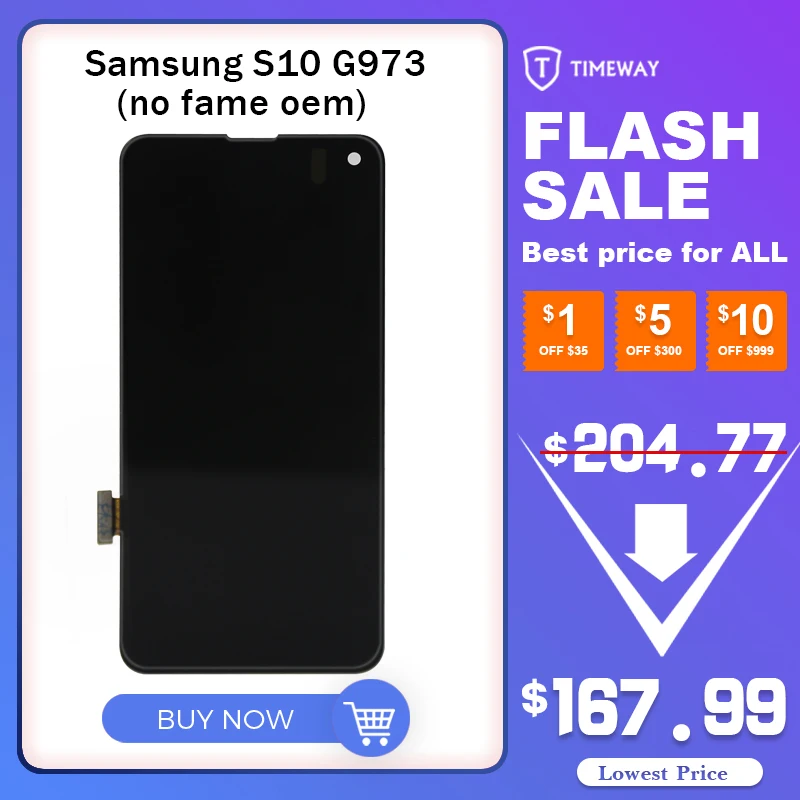 

TIMEWAY FLASH SALE SUPER OLED S10 LCD For SAMSUNG Galaxy S10 G973F G973 G9730 Touch Screen No Dead Pixel Digitizer Assembly