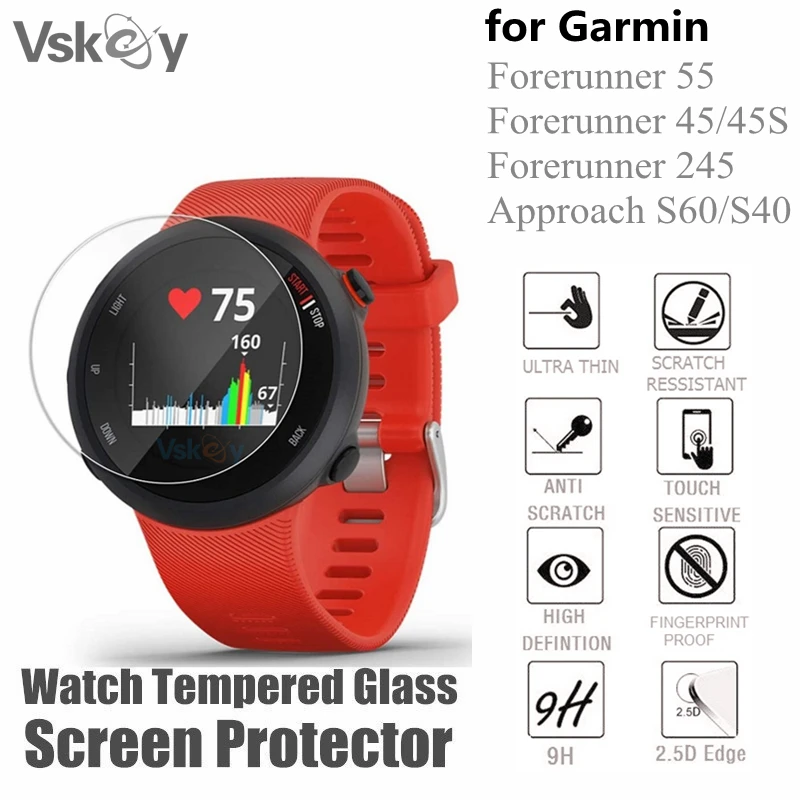 100PCS Tempered Glass for Garmin Forerunner 55 Screen Protector Forerunner 45 245 Smart Wrist Watch Anti-Scracth Protective Film