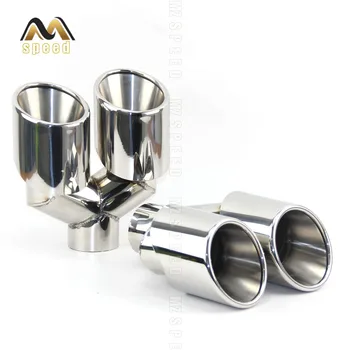 

New 1 pair Automotive exhaust tail pipe General exhaust pipe Stainless steel Double out exhaust muffler tail port crimping