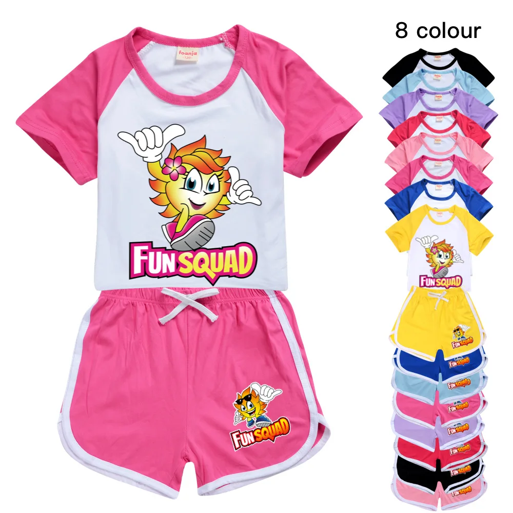 

Fun Squad game Girls Boys Summer Clothing Set Teen Kids Sports Tshirt Pants 2-piece Set Baby Clothes Comfortable Outfits Pyjamas