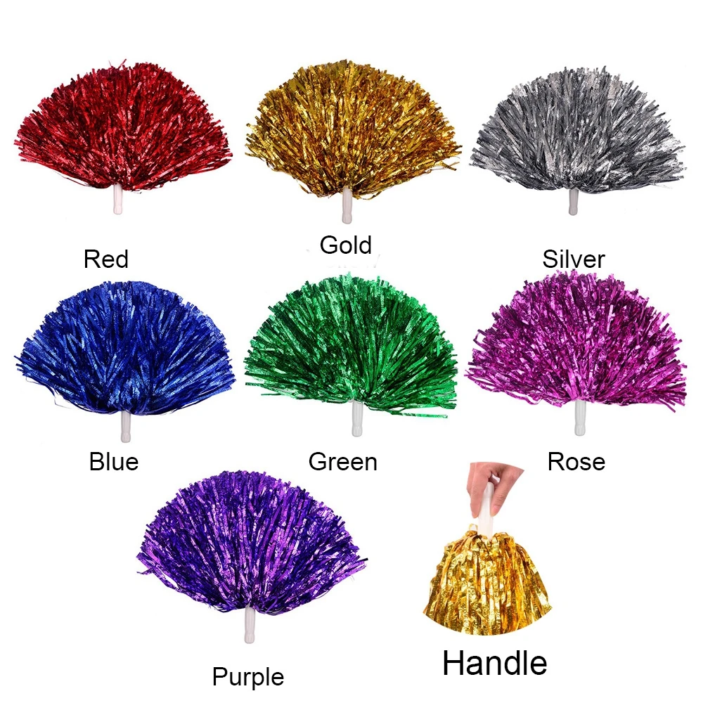 1Pair Cheerleader Pom Poms Finger Ring Style Cheap Practical Cheerleading Cheering Flower Ball Sports Vocal Dance Party Decor
