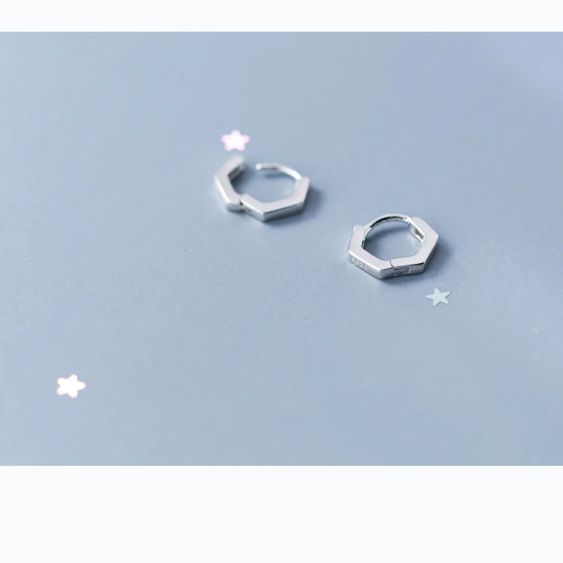 Серьги-кольца Trusta из чистого серебра 925 пробы, шестигранные серьги-манжеты, клипсы для мужчин/женщин, девушек, подростков, подарок, ювелирное изделие DS1300