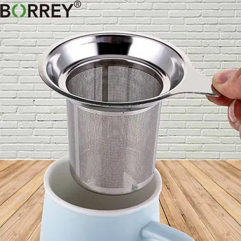 

BORREY 304 Stainless Steel Tea Infuser Filter Coffee Filter Mesh Tea Strainer Mug Teapot Filter Reusable Steel Tea Mesh Gadget