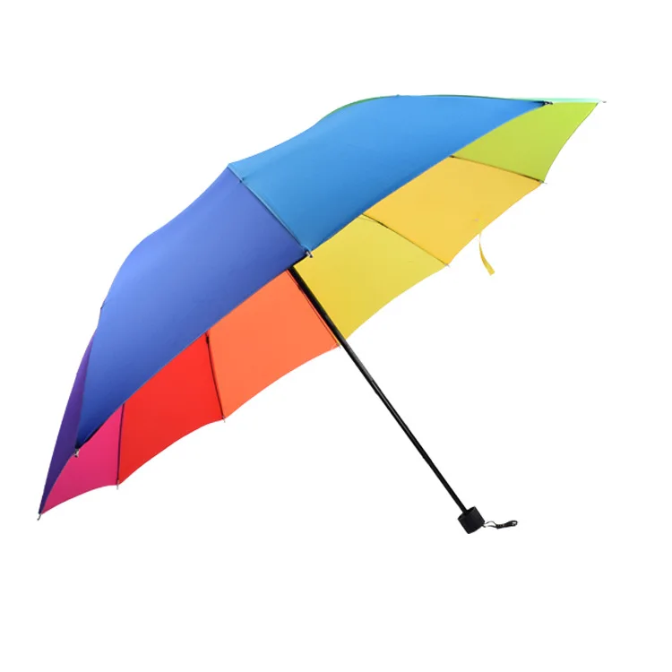 

Customizable Umbrella 10 Bone Creative Rainbow Umbrella Extra-large Three Fold Folding Manual All-Weather Umbrella Customizable