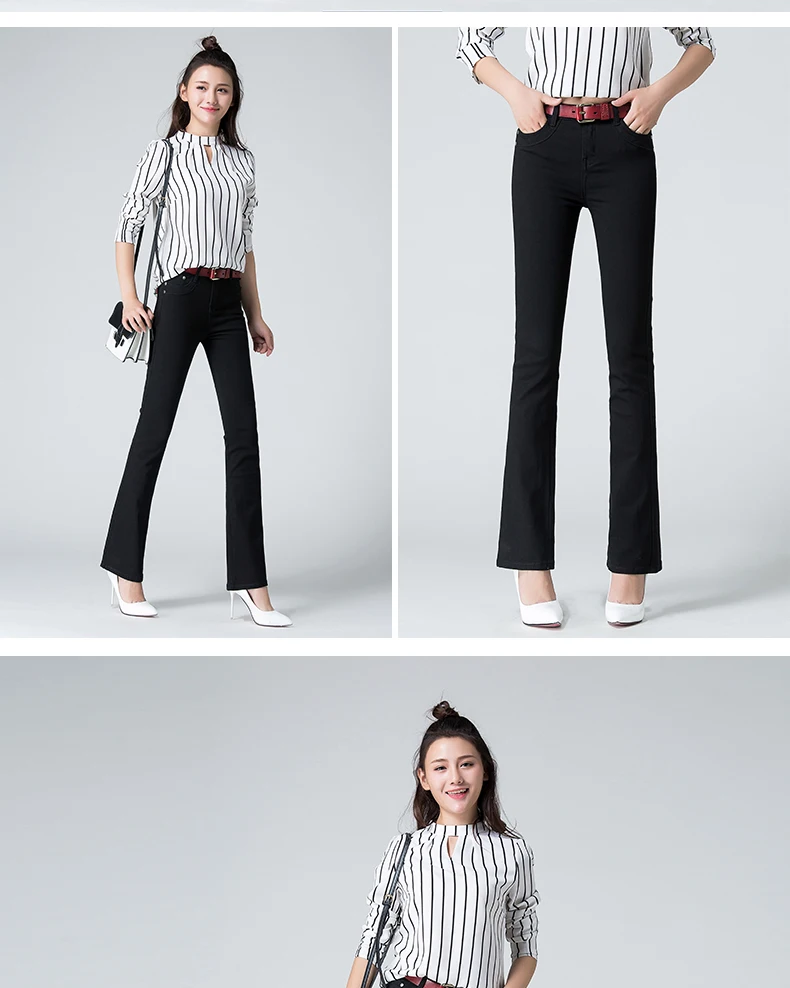 Лидер продаж Для женщин Демисезонный Slim Fit Высокая Талия расклешенные джинсы стрейч обтягивающие джинсы брюки клеш джинсовые брюки 8 цветов