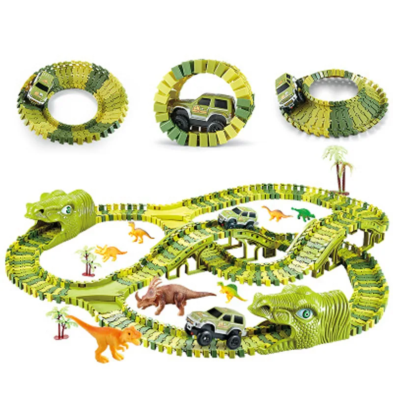 Details about   Dinosaur Railway Track Roller Coaster Car Racing Toy Set For Boy Children 