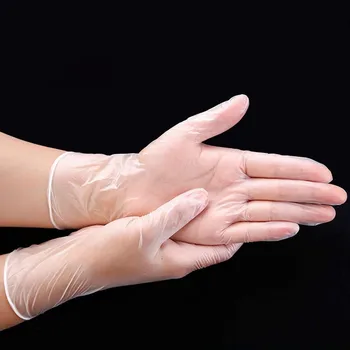 

100PCS/Box Disposable Gloves Rubber Powder-free PVC Transparent Gloves Work Exam Protective Gloves In Stock Drop Shopping W4