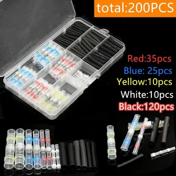 

200Pcs Heat Shrink Soldering Tubes Butt Tube Splices Connector Solder Seal Electrical Wire Terminal Waterproof Translucent