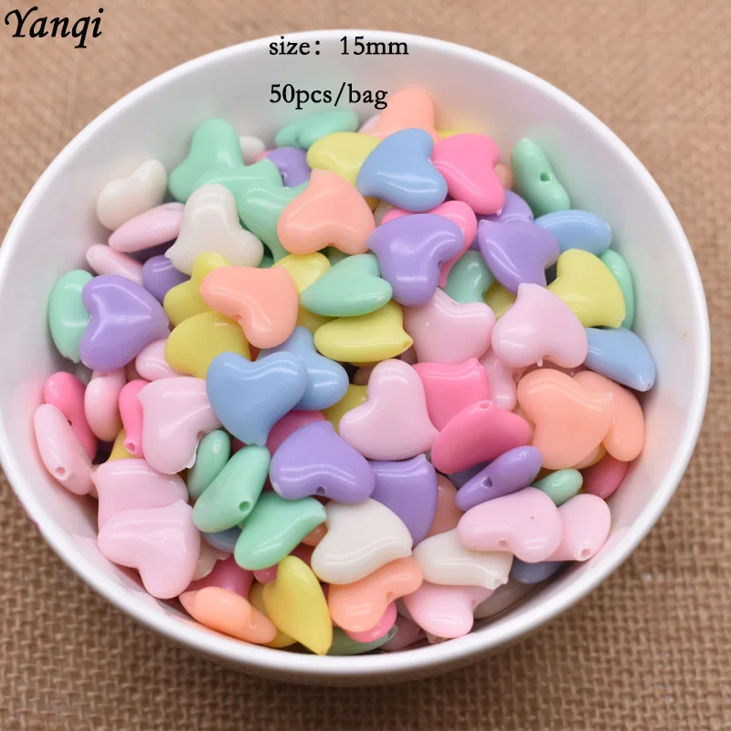 Colorful Acrylic Beads Heart Star Oval Square Spacer Beads For Jewelry Making Findings Women Children DIY Children's beaded toy - Цвет: 4-50pcs