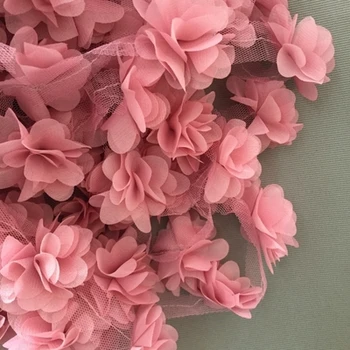 

(120 Pieces/lot) Pink Petal Chiffon Lace Fabric Webbing Decoration Love Gift Ribbons Crafts 50mm Width