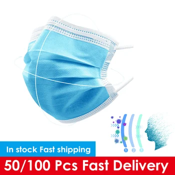 

3-layer mask Non Woven Disposable Dust Filter Safety face Mask Anti-Dust Fast delivery Hot Sale mascarillas 24 hours Shipping