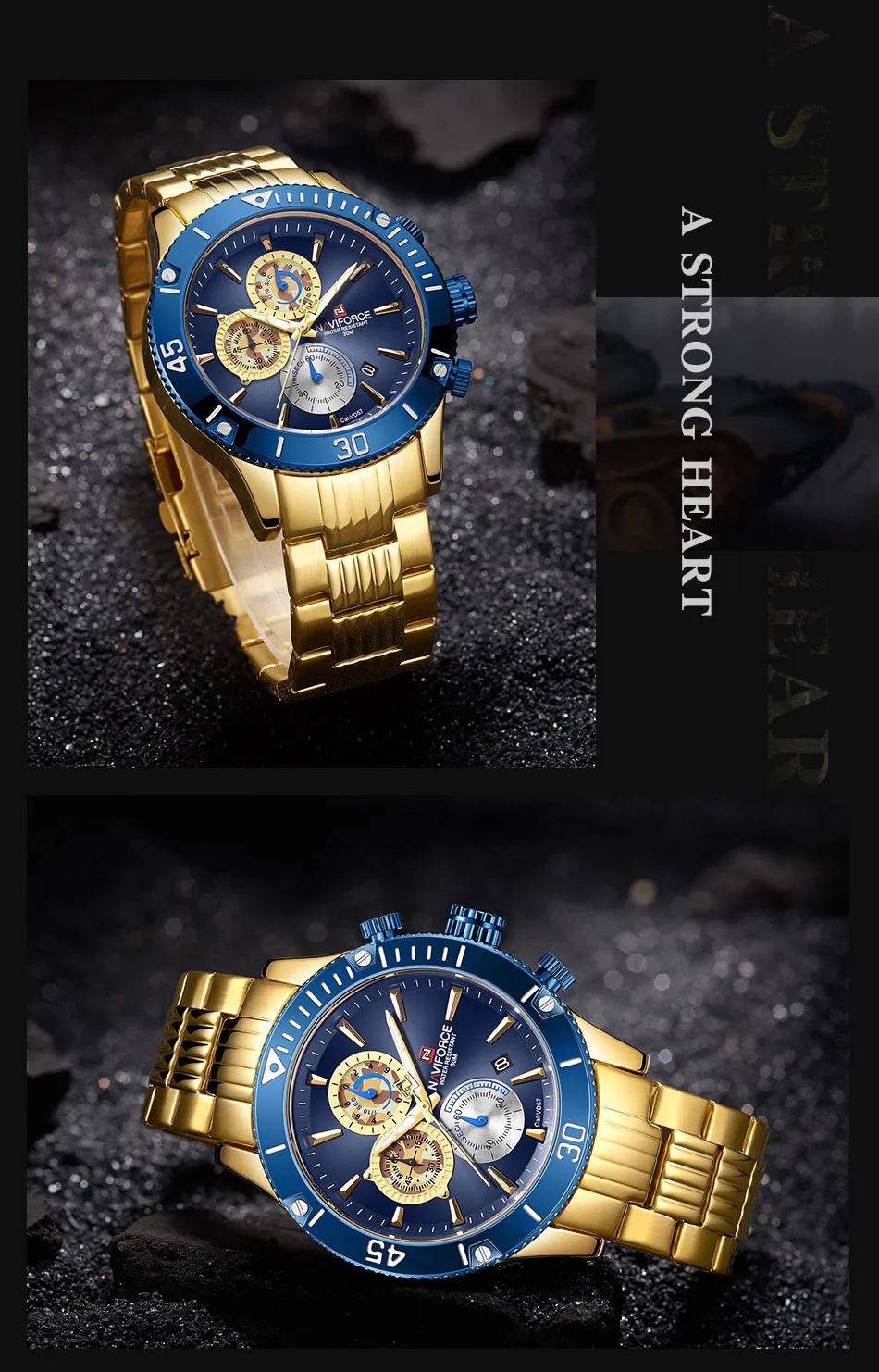 NAVIFORCE Men's Watches Chronograph Top Luxury Brand Waterproof Quartz Stainless Steel Date Analog Male Clock Relogio Masculino