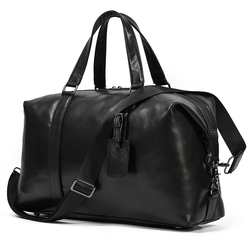 

MAHEU Latest Design Black Travelling Bag Men Women Cowhide Leather Duffle Bag Luugage Flight Bag Business Travel Bag Male Female