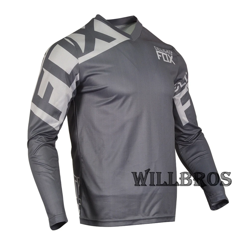 

Delicate Fox Motocross 180 Race Light Grey Jersey ATV Dirt Bike Downhill Offroad MX DH MTB BMX Breathable Racing Jersey