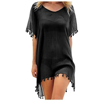 

Women Ladies Beachwear Swimwear Bikini Beach Wear Cover Up Summer Kaftan Sarong Tassel Dress