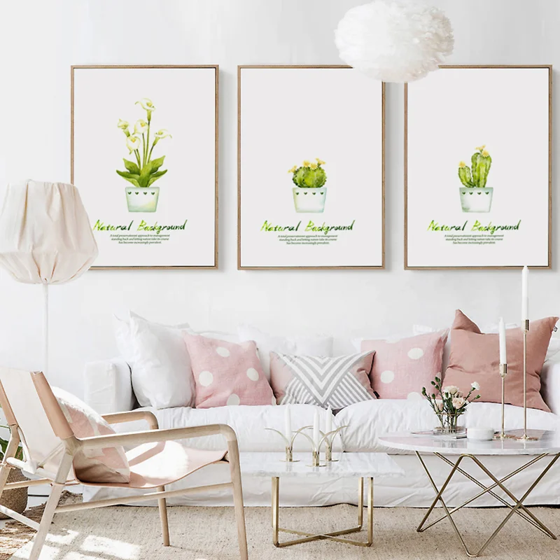 

Popigist Simple Nordic Potted Plants Cactus Canvas art Painting Print Poster Picture Wall Living Room Home Decoration Murals