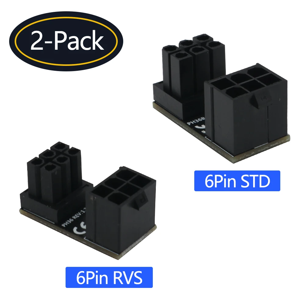 

ATX 6Pin Female to 6pin Male 180 Degree Angled Adapter for Desktops Graphics Card