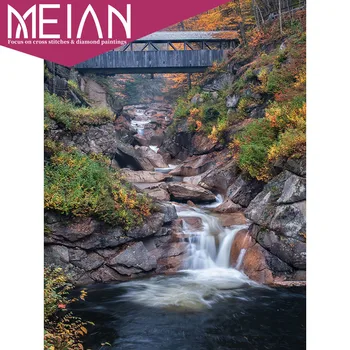 

2020 MEIAN Half bridge 5D diy Diamond Embroidery Diamond Mosaic landscape Picture Round Diamond Painting Cross Stitch Kit