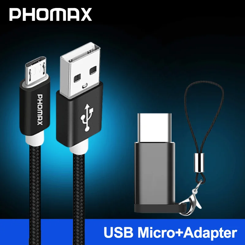 PHOMAX Micro USB кабель 5V2A нейлоновый плетеный кабель для синхронизации данных USB зарядное устройство для samsung S9 S8 huawei xiaomi mi8 7 Android Кабели для телефонов