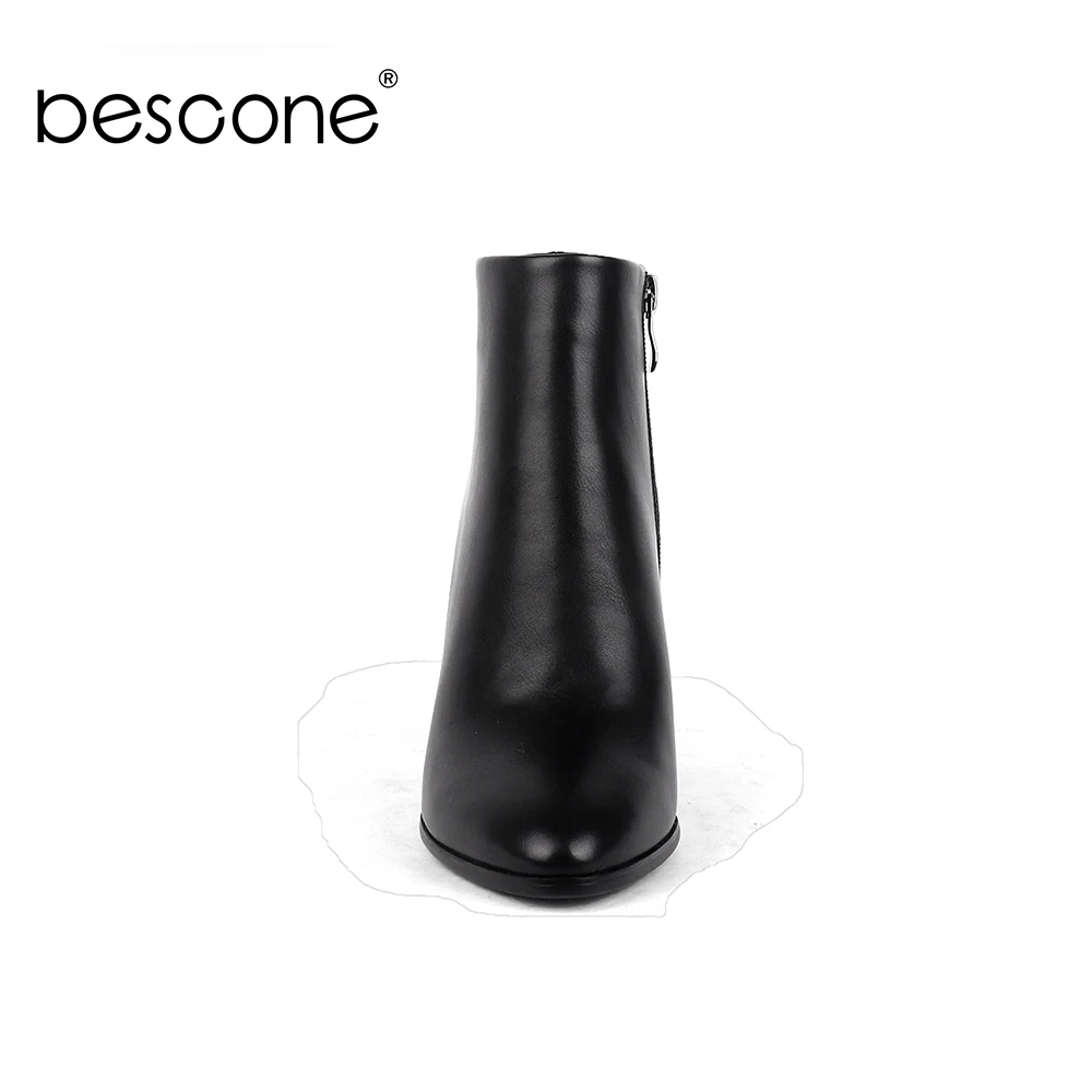 BESCONE/женские ботинки до середины икры с острым носком; Новинка; обувь на очень высоком каблуке из микрофибры на молнии; зимние теплые женские ботинки на квадратном каблуке; BY143