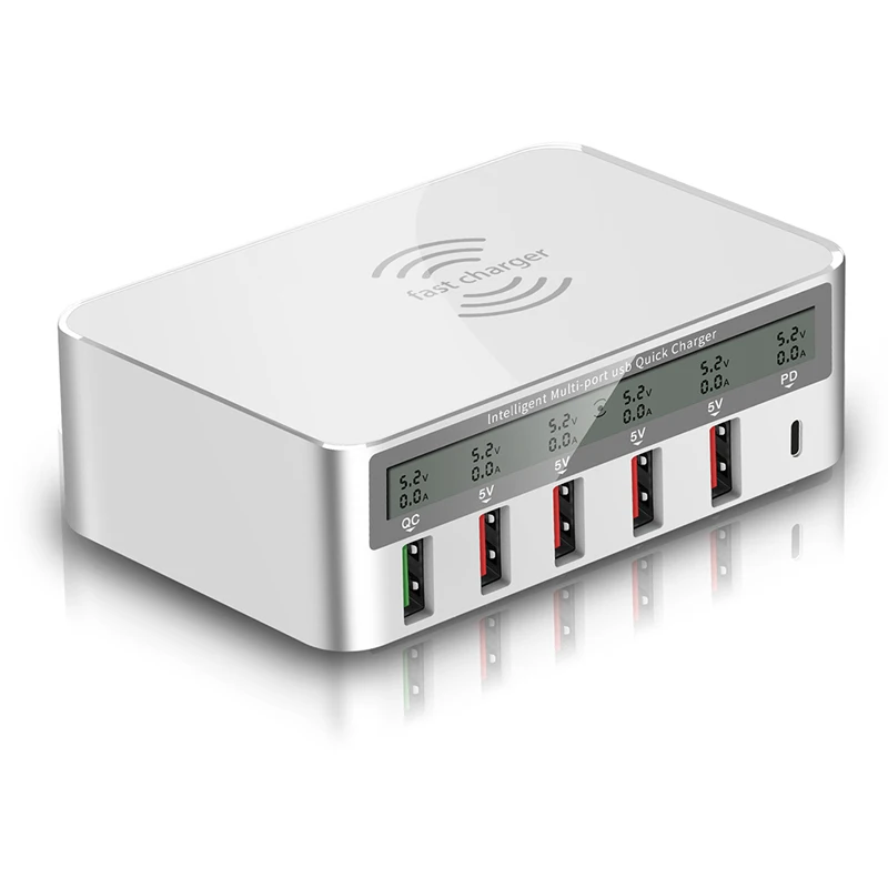 40W 6 θύρες γρήγορου φορτιστή USB ασύρματος φορτιστής για iPhone Samsung Xiaomi HUAWEI QC3.0 PD Σταθμός γρήγορης φόρτισης USB C_voghion.com