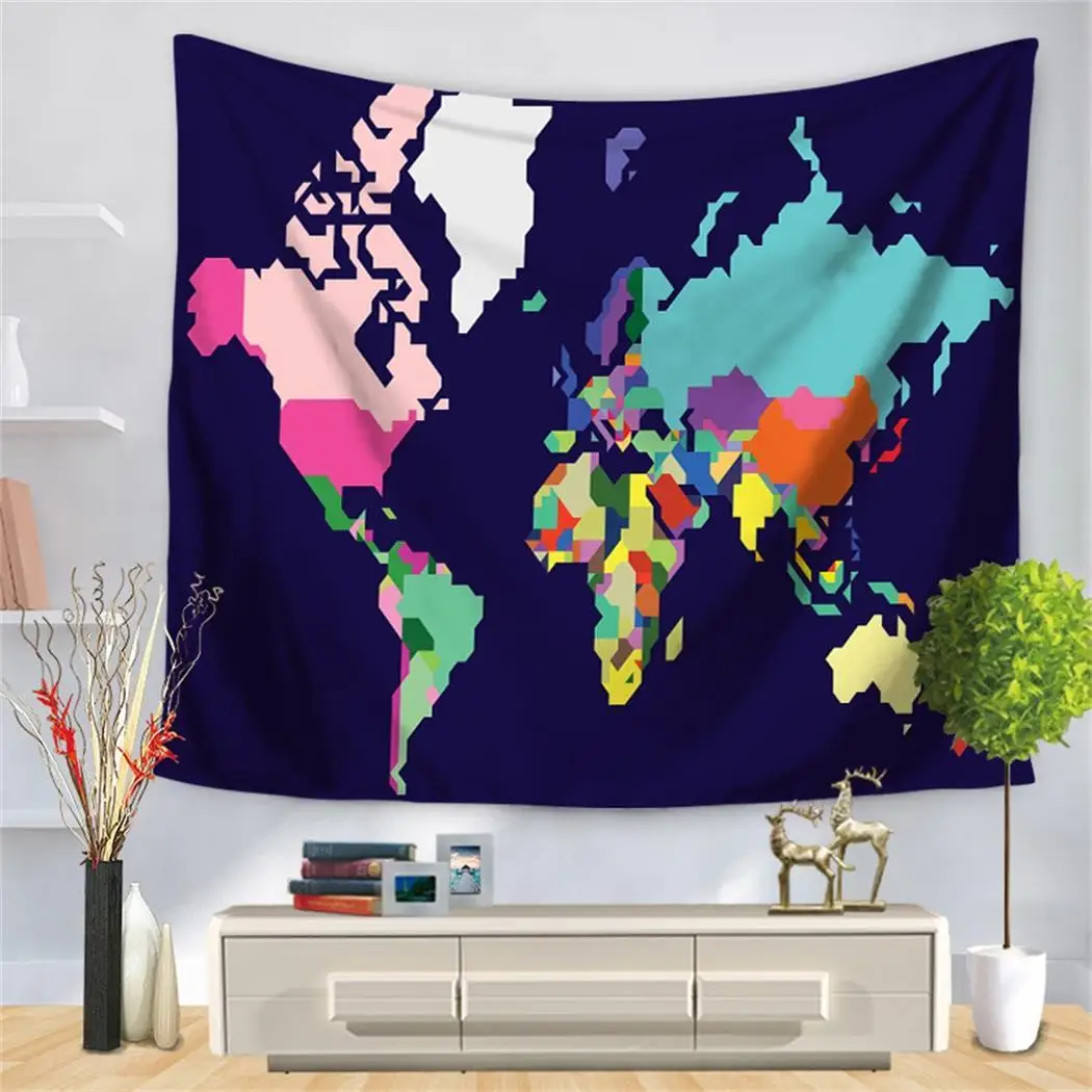 World Map Painting Wall Hanging Tapestry 1-16 Beach As picture Towel Multi Printed Functional Blanket