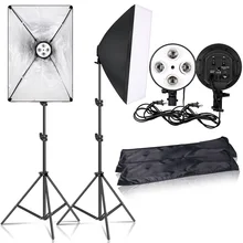 SH fotografía Kit de iluminación Softbox de luz de estudio fotográfico caja de Kit de disparo continuo de la lámpara de la luz de caja con E27 Base Accesorios