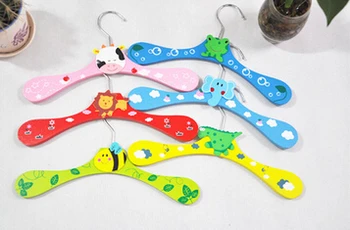 

15pcs/lot 28*0.9cm New Cartoon Animal Clothes Hanger Fashion Wooden Garment Rack Non-slip Baby Kids Coat Hanger