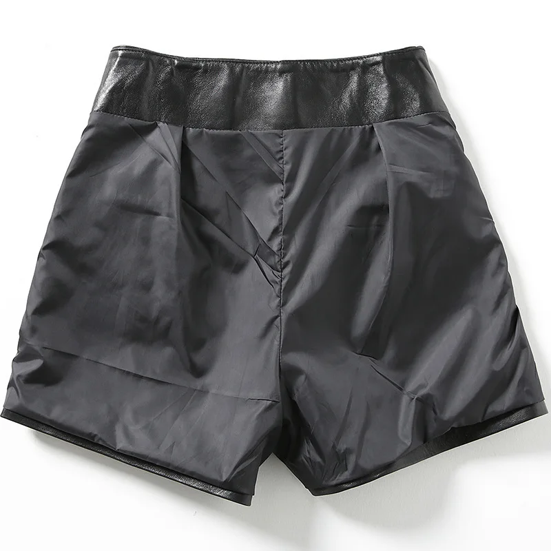 2020 New Fashion Dames Sexy Zwart Lederen Schapenvacht Shorts Lace Up Slanke Hoge Kwaliteit Vrouwelijke Straight Shorts Rokken 3XL 2020 New Fashion Dames Sexy Zwart Lederen Schapenvacht Shorts Lace Up Slanke Hoge Kwaliteit Vrouwelijke Straight Shorts Rokken 3XL