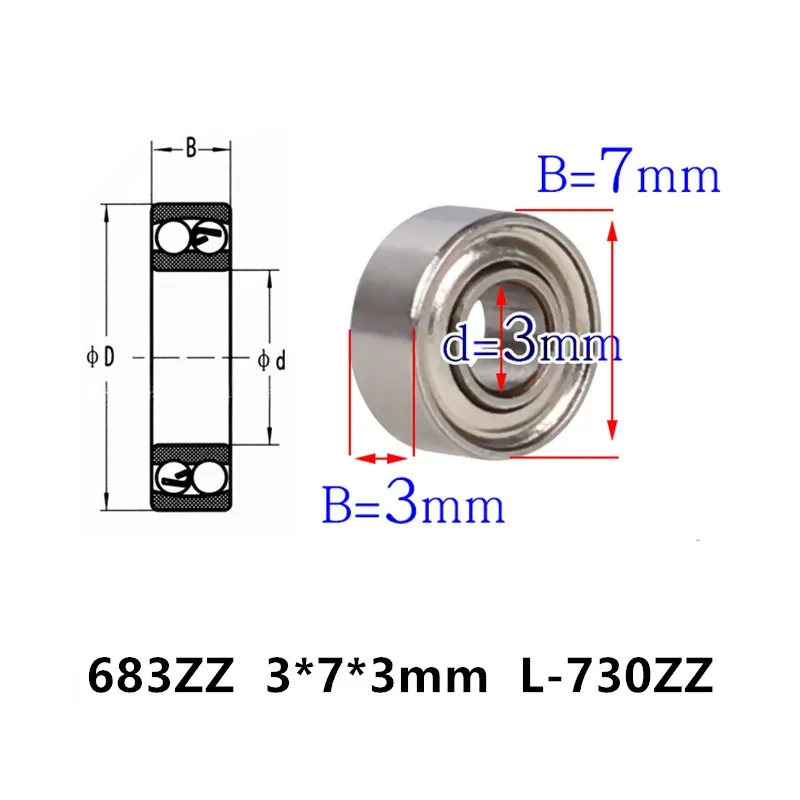 4pcs bearing rodamiento rc modelling 3x7x3 ball bearing has mr 683 zz 
