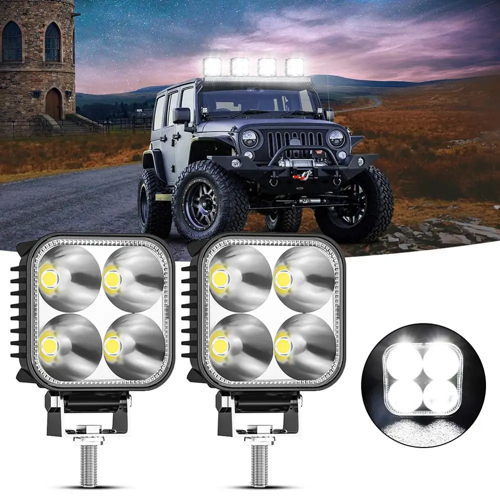 3 Modes Car LED Work Light 12W Square Led Off road Vehicle Truck Lights