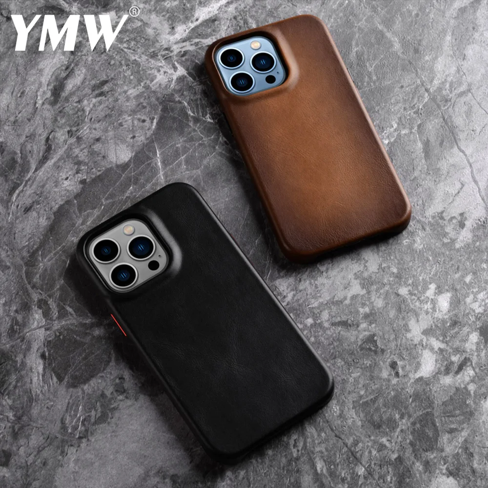 YMW Чехол ручной работы из натуральной кожи для iPhone 13 Pro Max 12 mini 11 Роскошные деловые