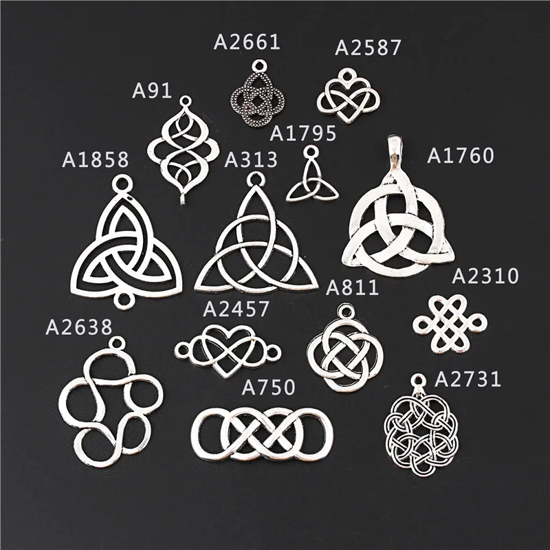 

10Pcs Antique Sliver Lucky Knot Charms Knot Pendant Making Necklaces Earrings Handmade Jewelry Supplies