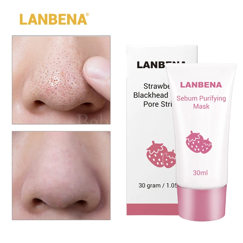 Очистка носа от акне удаление черных точек лечение очищение кожного сала Lanbena