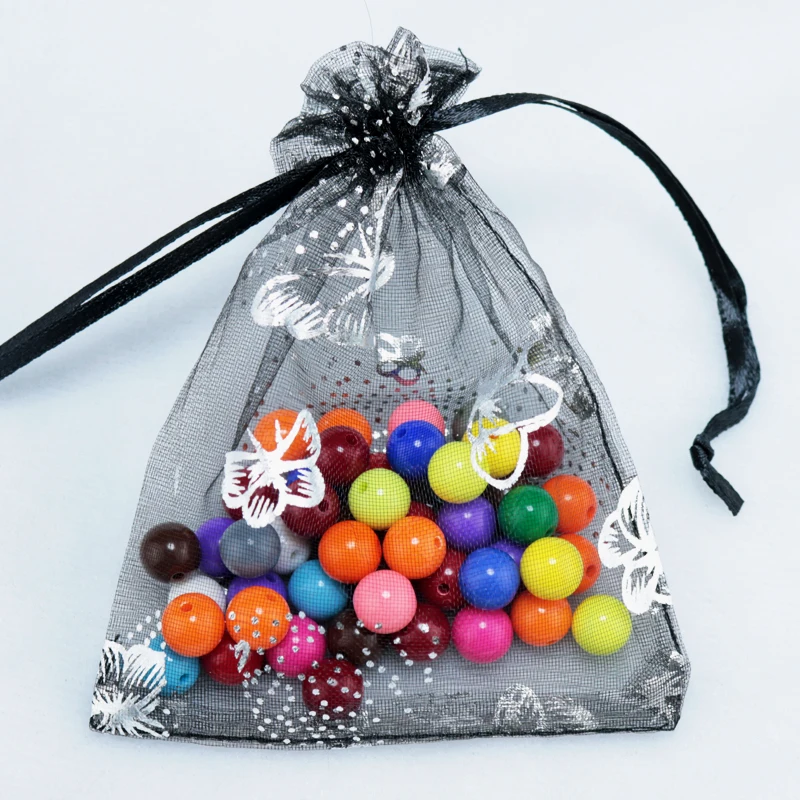 

200pcs/lot Black Butterfly Organza Bags 7x9cm Wedding Favor Jewelry Gifts Packaging Bag Pouches Small Drawstring Gift Bag