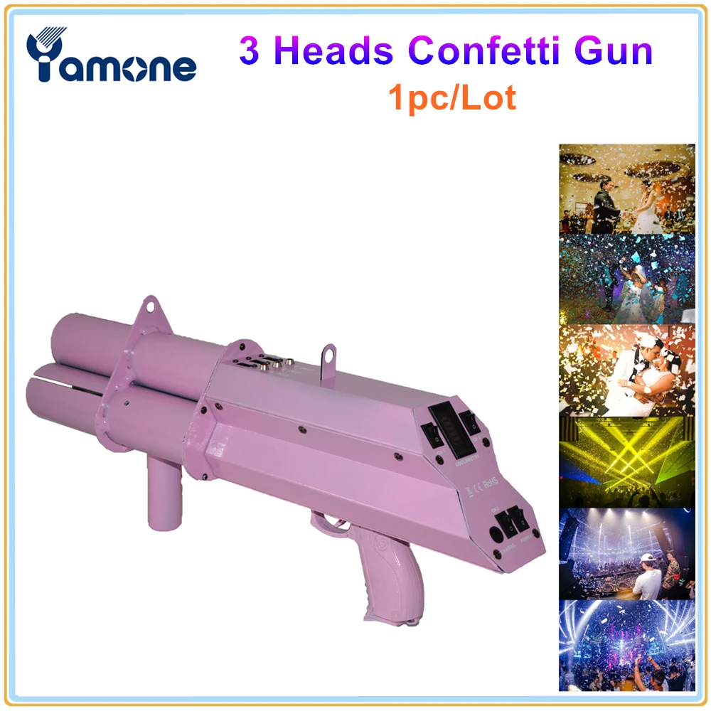 

1pc/Lot Three Head Confetti Shoot Gun Trigger Electric Confetti Cannon FX Shooter Hand Control Stage Effect Machine For Wedding
