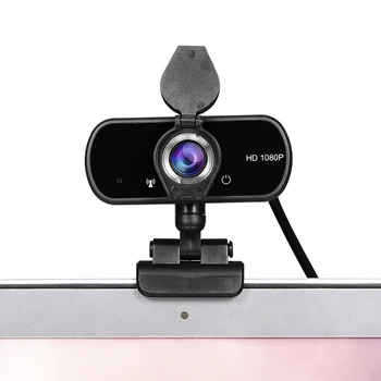 

HD 1080P USB Webcam with Privacy Cover Manual Focus Video Conference Camera Built-in Microphone for Laptop Desktop Black