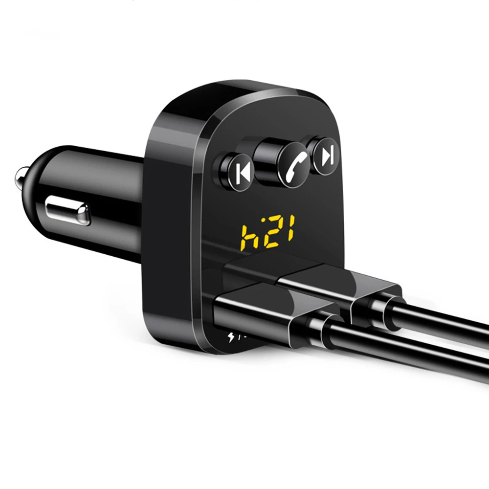 Fm-передатчик Bluetooth 5,0 Автомобильный MP3-плеер адаптер батарея напряжение снижение шума TF карта hands-free Dual USB зарядное устройство