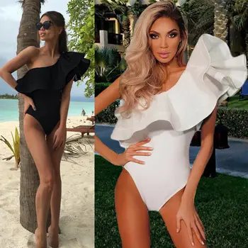 

Women Sexy Bodysuit Stretch Leotard Sleeveless Ruffles Slim Evening Party Body Tops T shirt Jumpsuit Romper