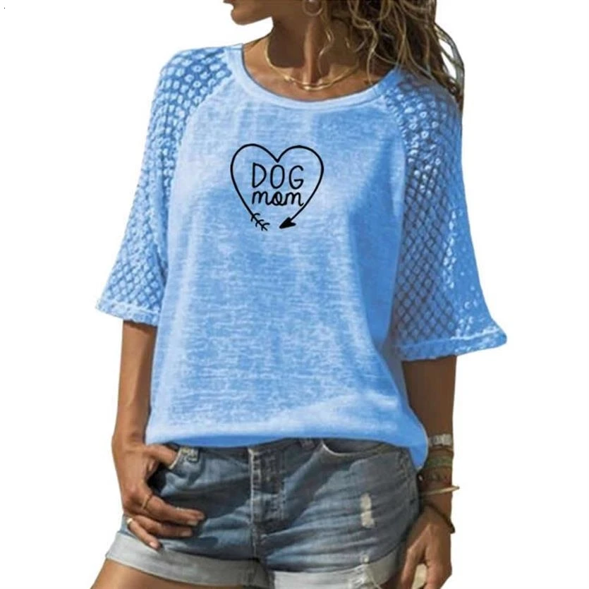 

New Arrival Lace Crew Neck T-Shirt CAT MOM Letters Print T-Shirt For Women T-Shirt Female Women Harajuku Funny Plus Size Tumblr