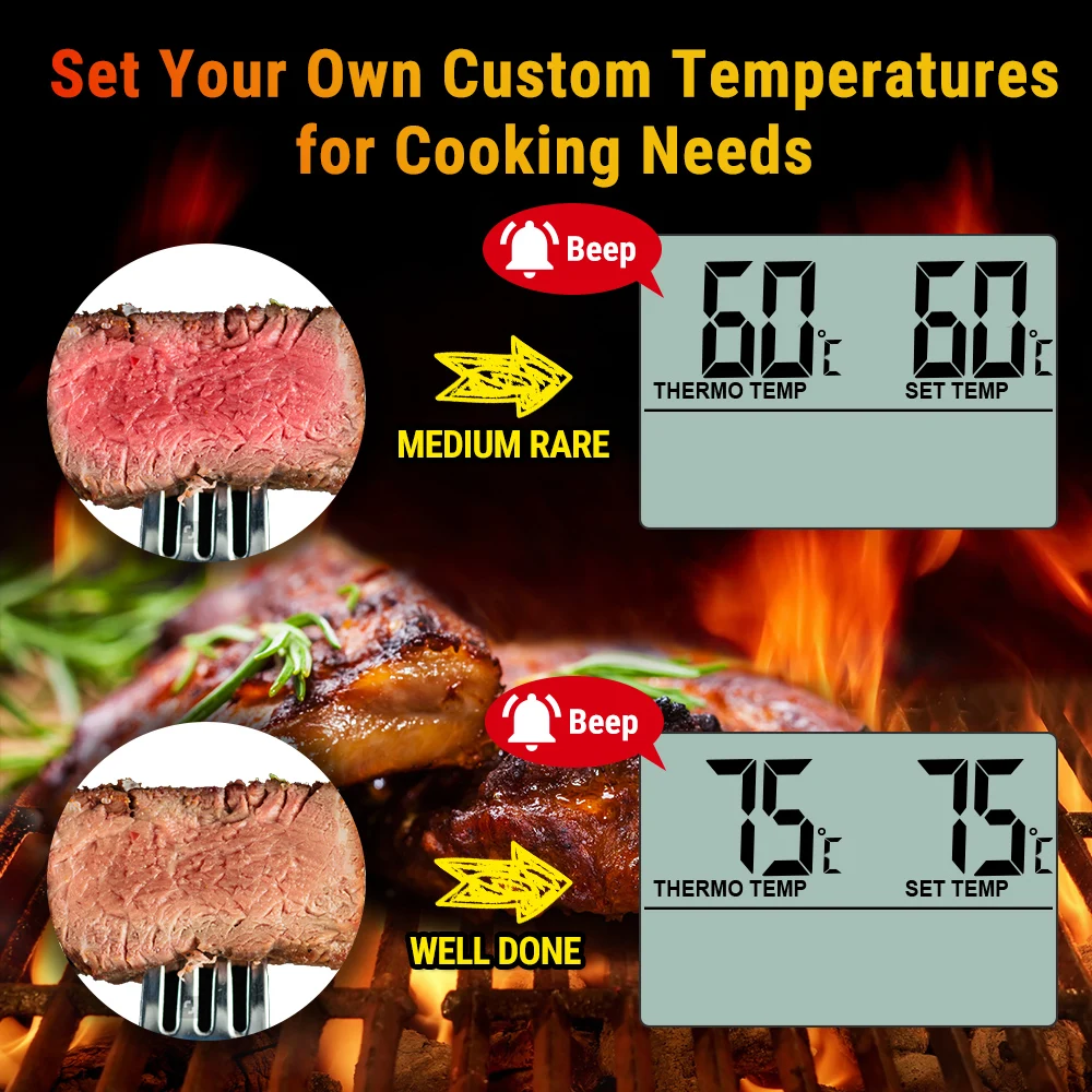 ThermoPro TP16S Digital LCD Meat Thermometer for Cooking and Grilling, BBQ  Food Thermometer with Backlight and Kitchen Timer, Grill Temperature Probe