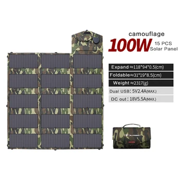 

ALLPOWERS Solar Bag Portable Solar Charger Pack Black Camouflage 100W Charge for Mobile Phone Tablet Laptop Portable Generator.