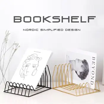 

Metal Organizer Shelf For Magazine Organizer Rack Newspaper Book Holder Triangular Desktop Storage Racks Decorative Stand